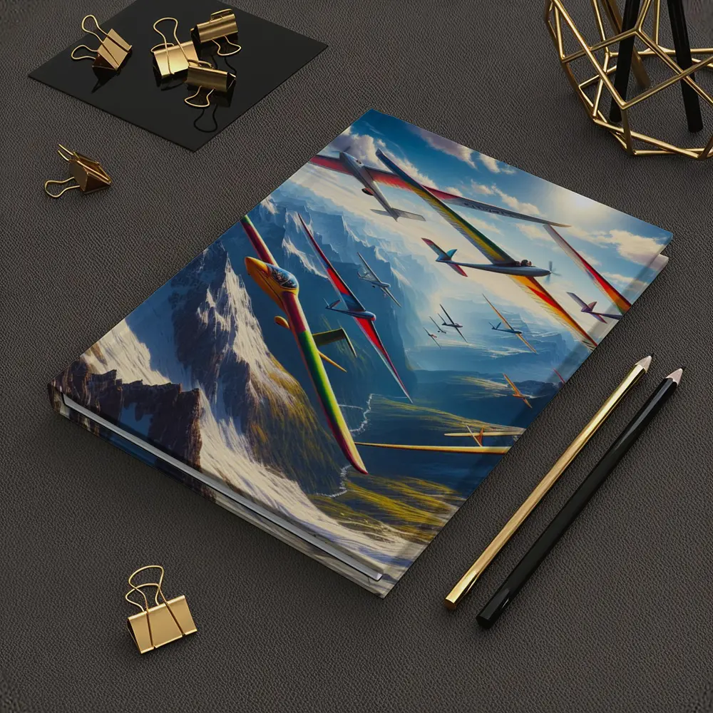 Gliders Soaring Over Snowy Mountain Peaks – Notebooks