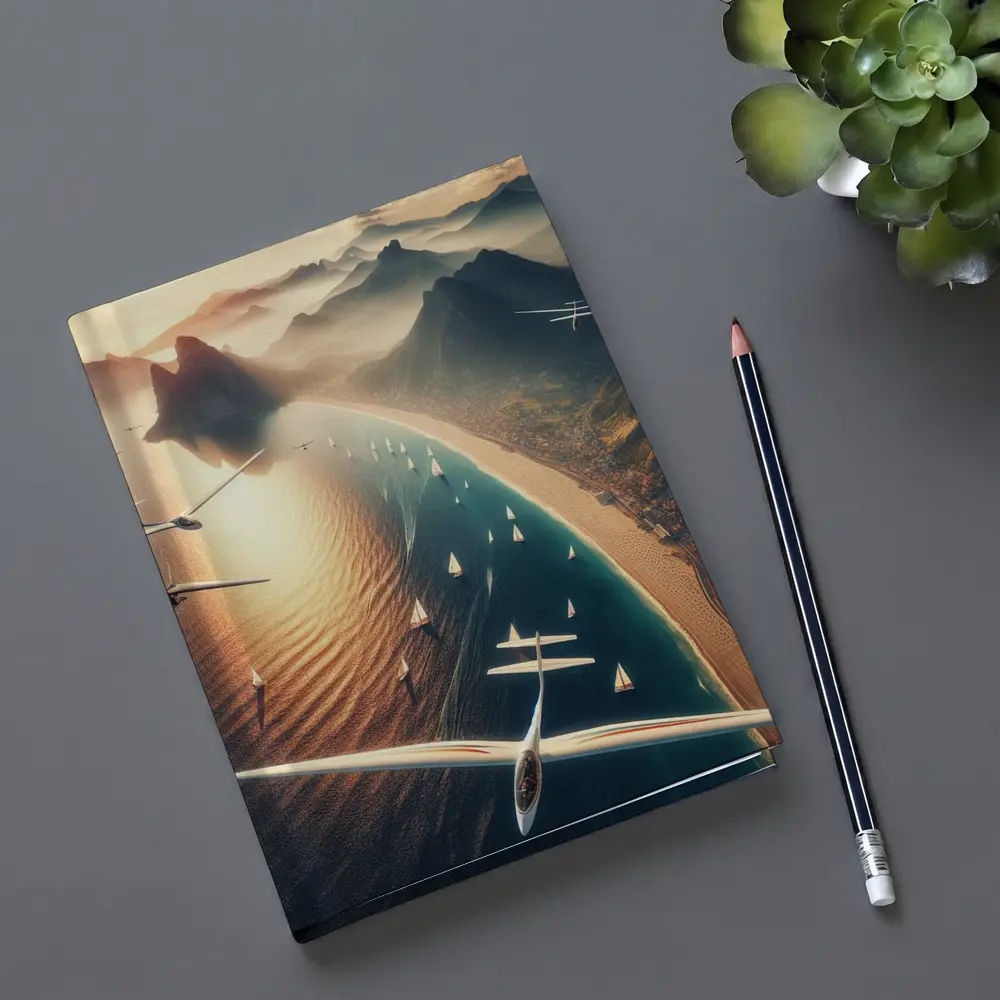 Gliders Flying Over Coastal Mountain Landscape – Notebooks