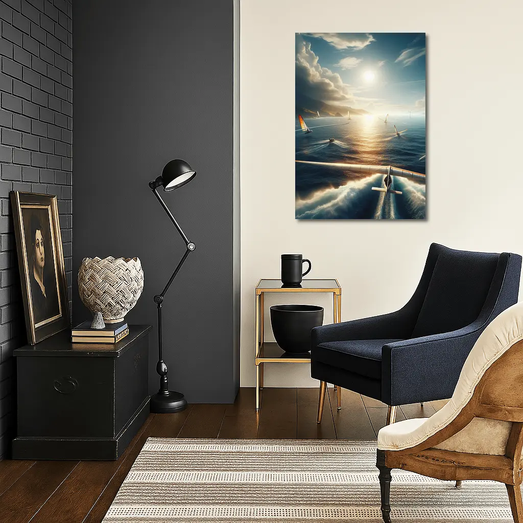 Sailing Race Ocean Sunlight Coastal Mountains – Wall Art