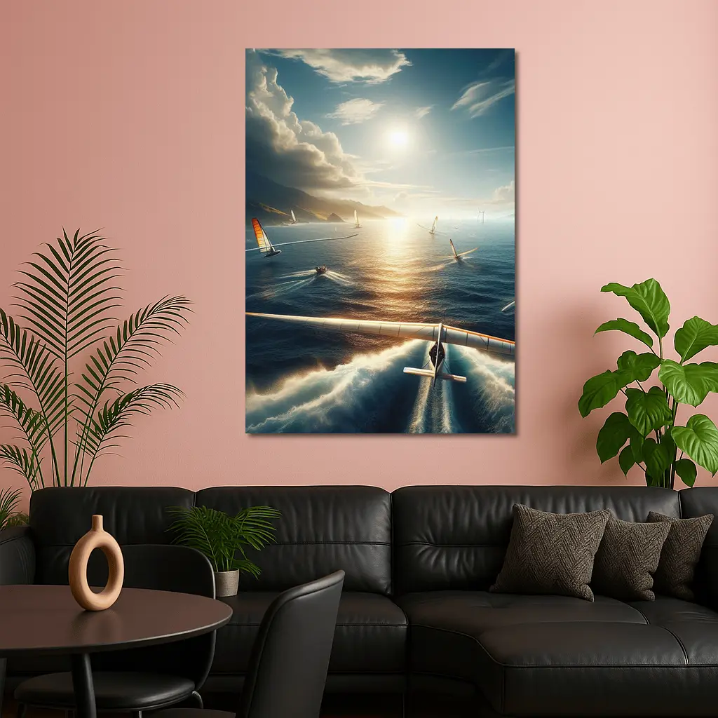 Sailing Race Ocean Sunlight Coastal Mountains – Wall Art