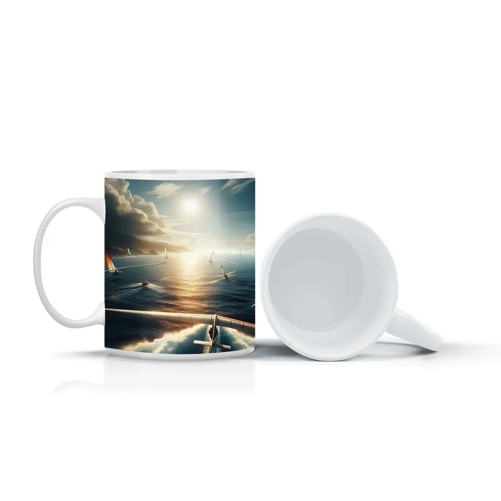 Sailing Race Ocean Sunlight Coastal Mountains – Mugs