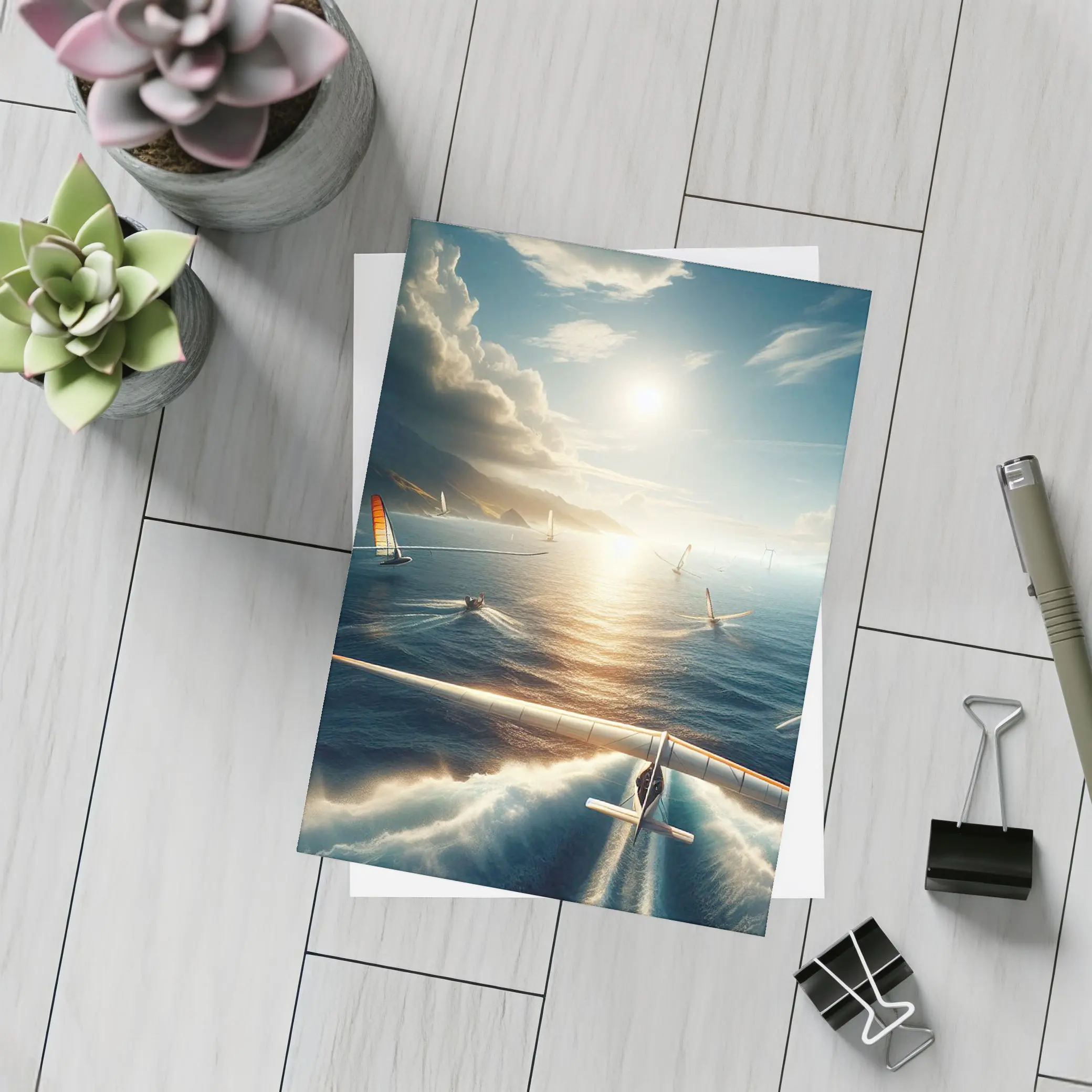 Sailing Race Ocean Sunlight Coastal Mountains – Postcards