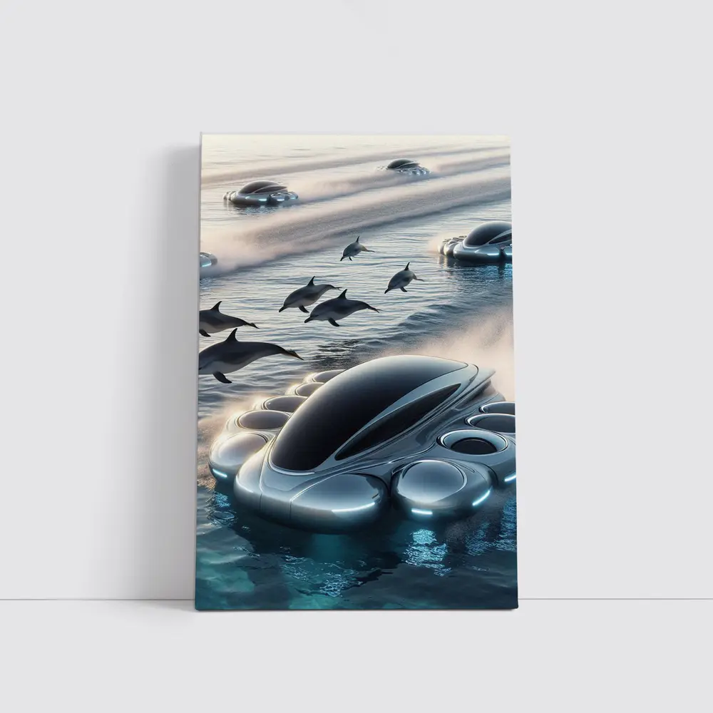 Futuristic Vehicles Dolphins Ocean Sci Fi – Wall Art