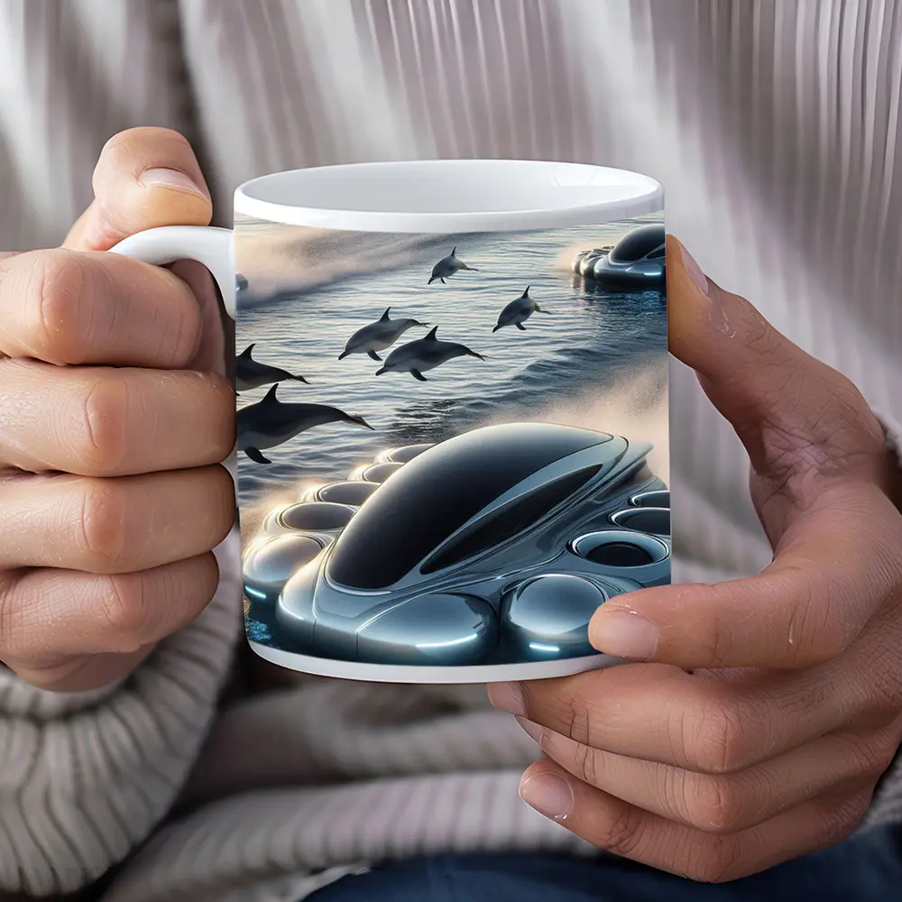 Futuristic Vehicles Dolphins Ocean Sci Fi – Mugs