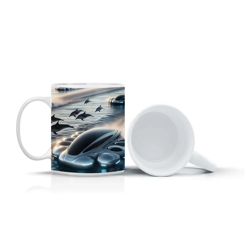 Futuristic Vehicles Dolphins Ocean Sci Fi – Mugs