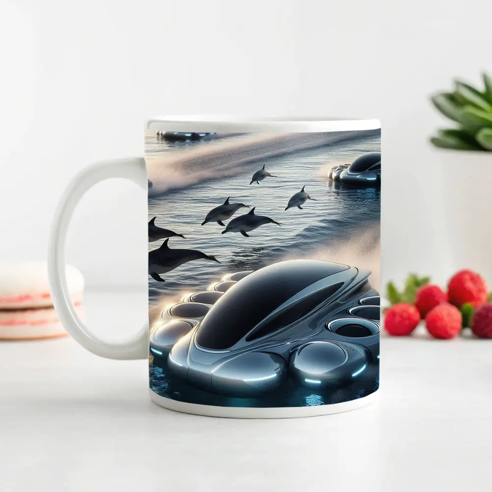 Futuristic Vehicles Dolphins Ocean Sci Fi – Mugs