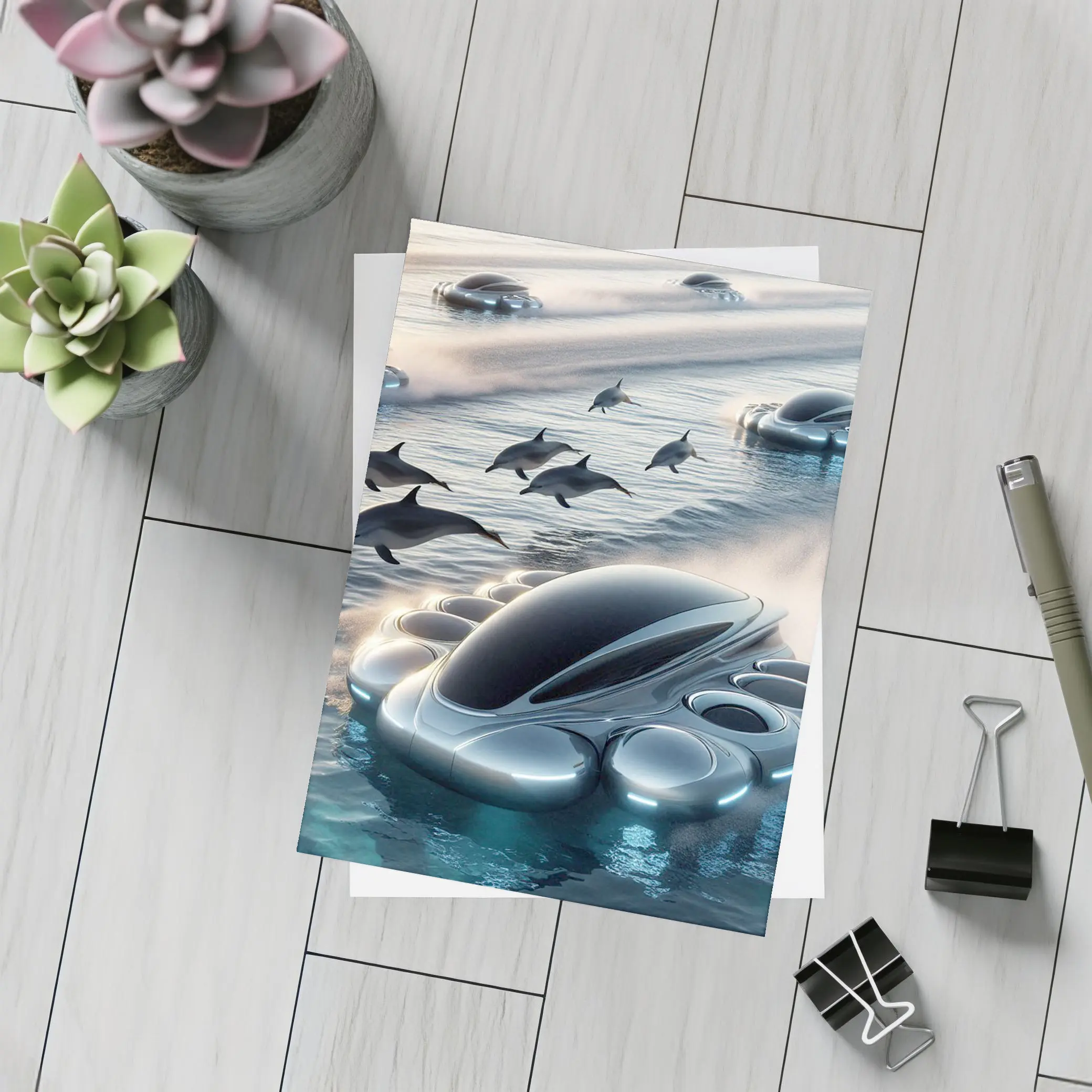 Futuristic Vehicles Dolphins Ocean Sci Fi – Postcards