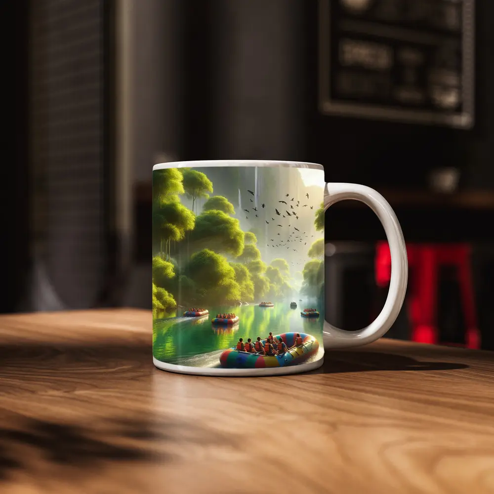 River Rafting Adventure Lush Tropical Waterfall – Mugs