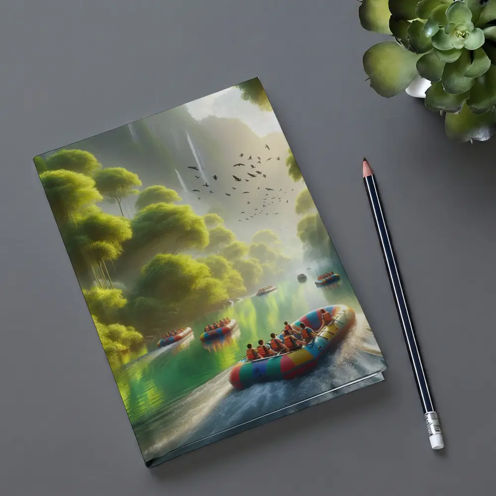 River Rafting Adventure Lush Tropical Waterfall – Notebooks