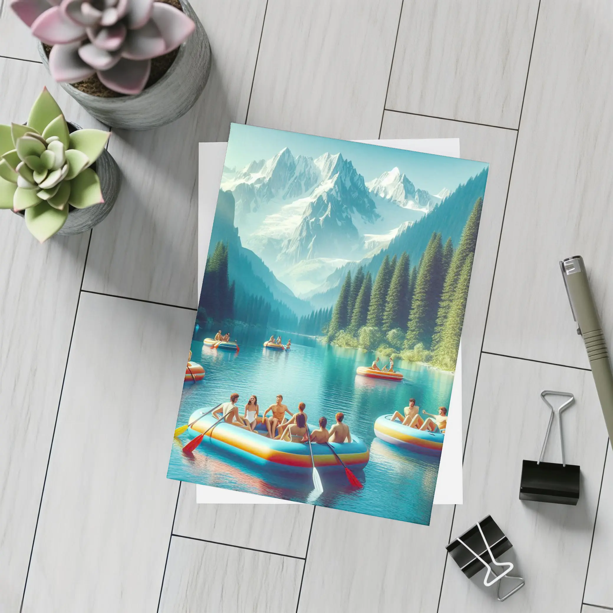 Mountain Lake Rafting Summer Outdoor Adventure – Postcards