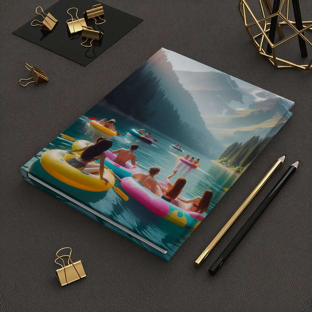 Friends Floating on Mountain Lake Summer – Notebooks