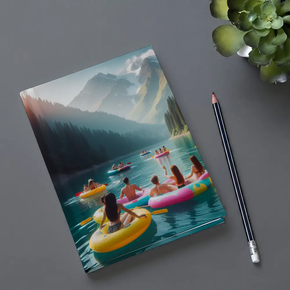 Friends Floating on Mountain Lake Summer – Notebooks