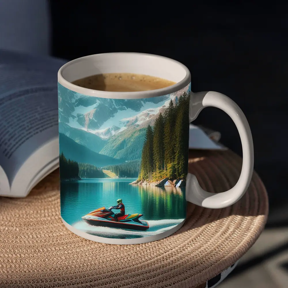 Jet Ski Rider on Turquoise Mountain Lake – Mugs