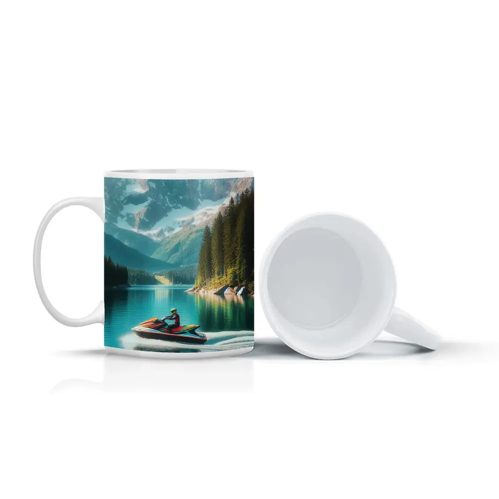 Jet Ski Rider on Turquoise Mountain Lake – Mugs