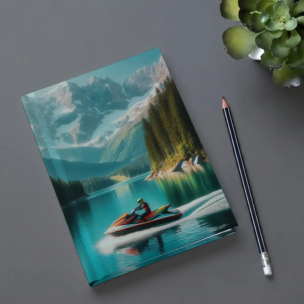 Jet Ski Rider on Turquoise Mountain Lake – Notebooks