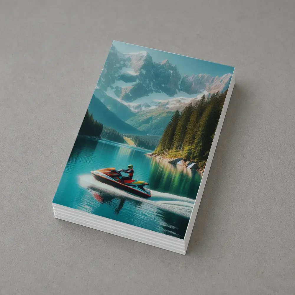 Jet Ski Rider on Turquoise Mountain Lake – Postcards