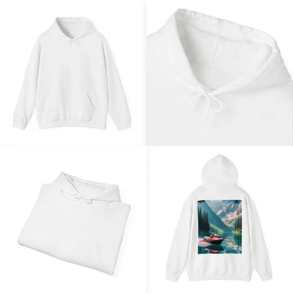 Red Jet Ski Alpine Mountain Lake Scene – Hoodies