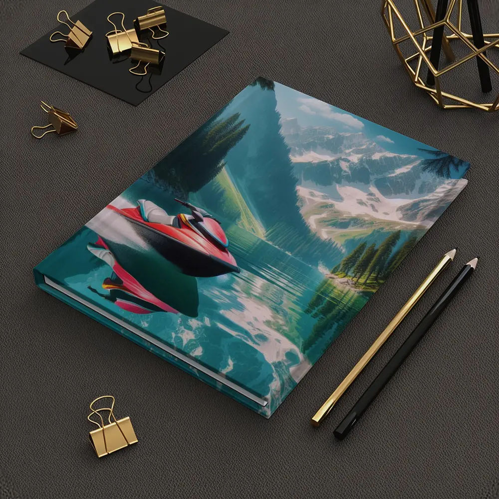 Red Jet Ski Alpine Mountain Lake Scene – Notebooks