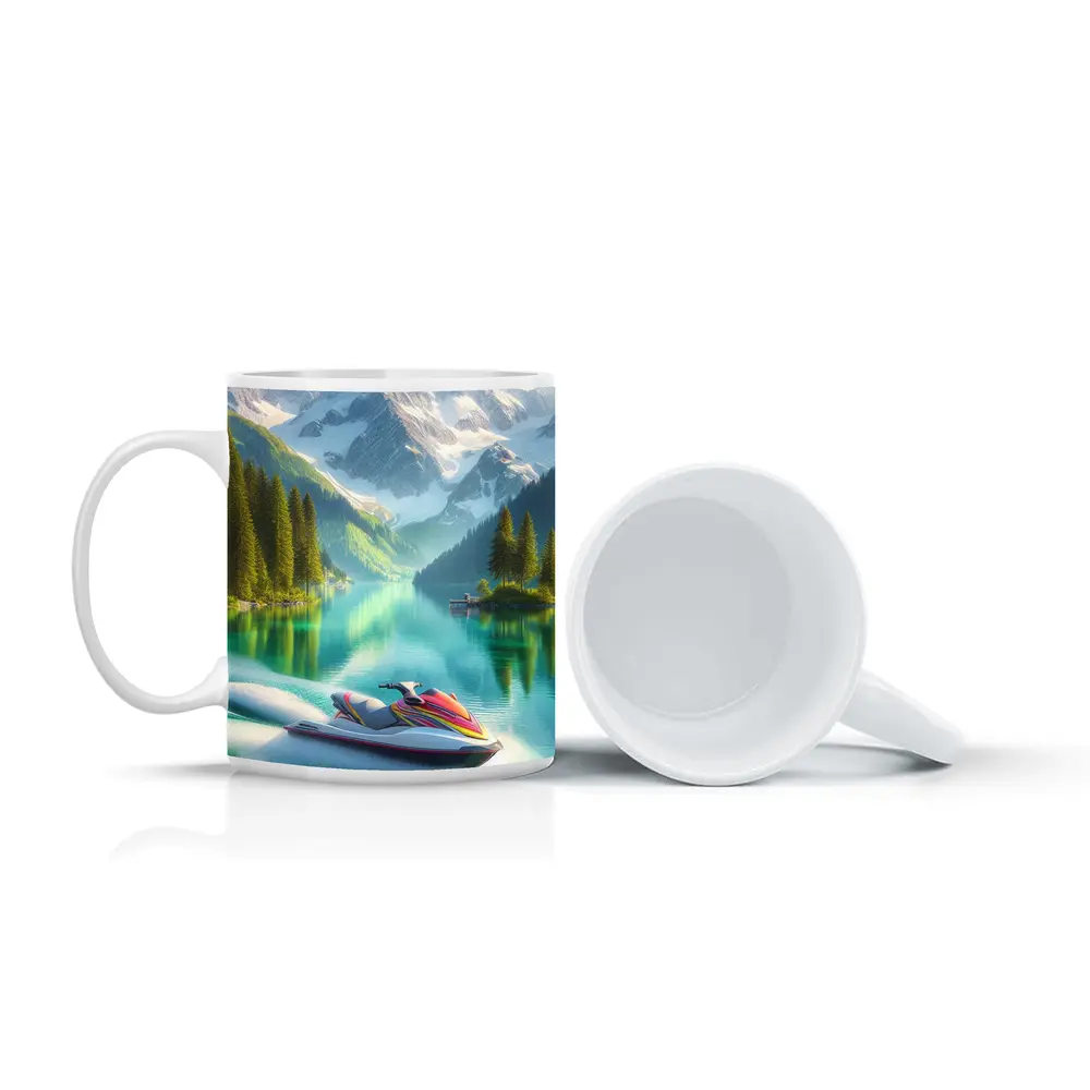 Jet Ski on Turquoise Alpine Mountain Lake – Mugs