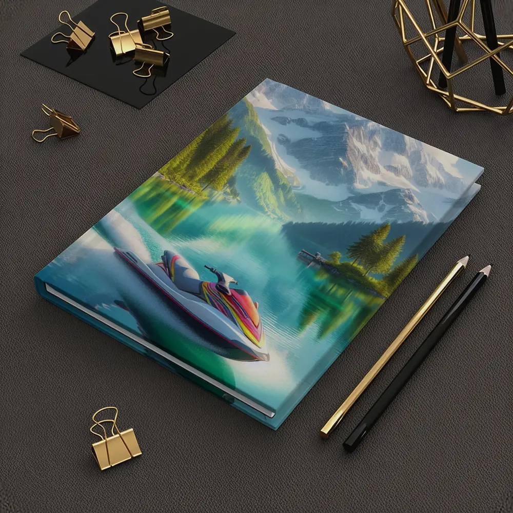 Jet Ski on Turquoise Alpine Mountain Lake – Notebooks