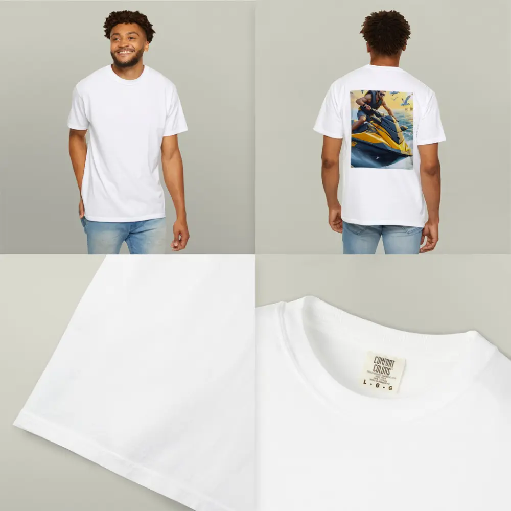 Man Riding Yellow Jet Ski Ocean Sunset – T-Shirts