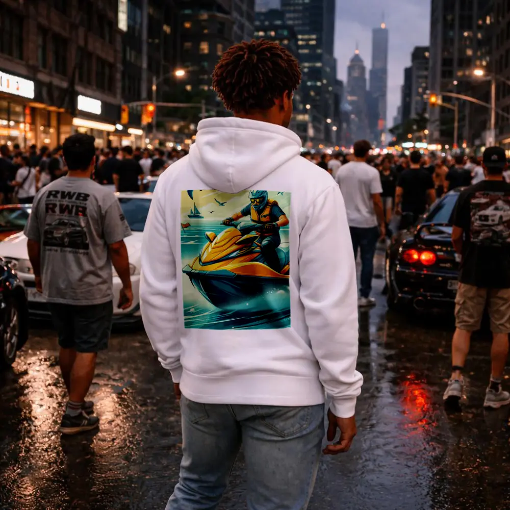 Jet Ski Rider Ocean Wave Retro Art – Hoodies