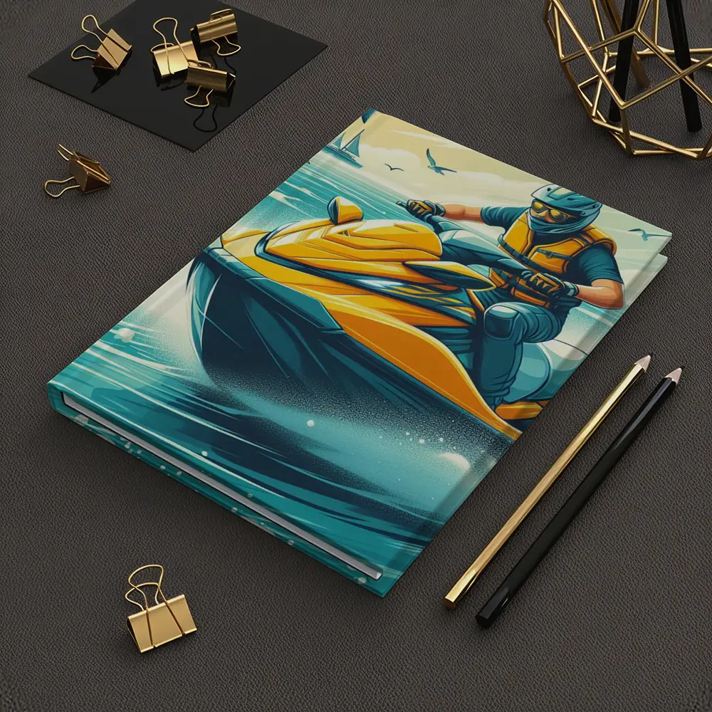 Jet Ski Rider Ocean Wave Retro Art – Notebooks