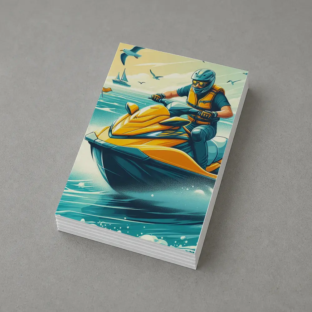 Jet Ski Rider Ocean Wave Retro Art – Postcards