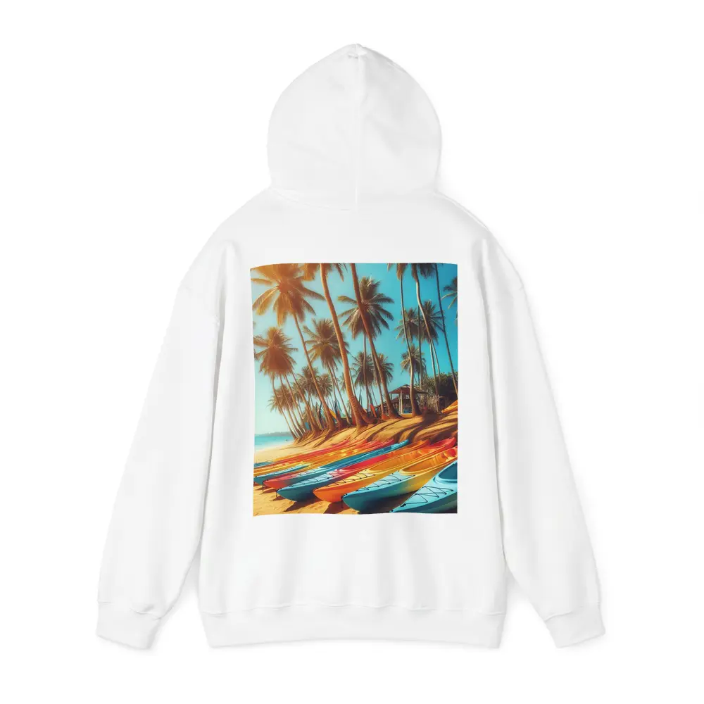 Colorful Kayaks on Tropical Palm Beach – Hoodies