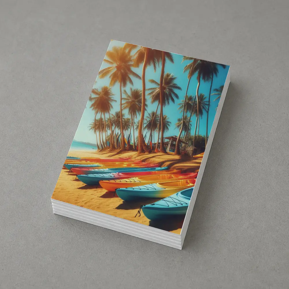 Colorful Kayaks on Tropical Palm Beach – Postcards