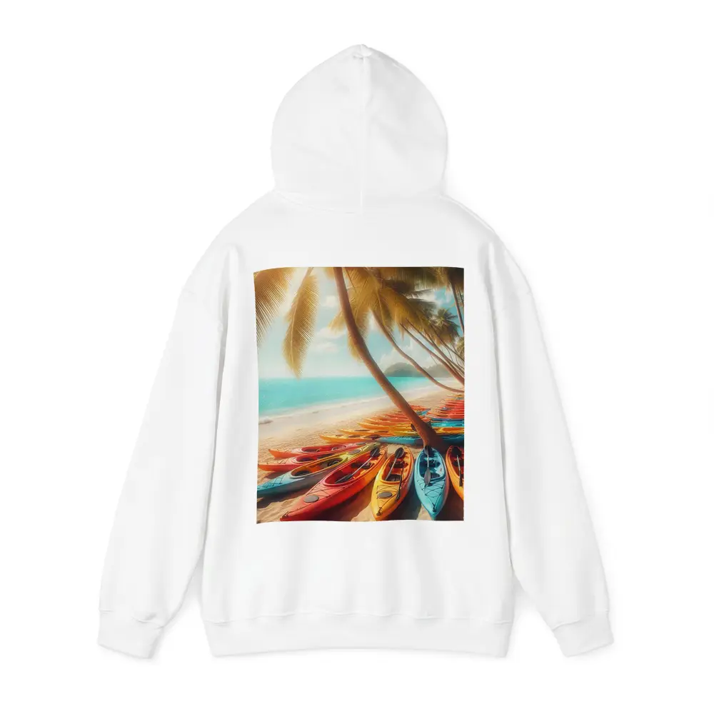 Colorful Kayaks On Tropical Beach Palm Trees – Hoodies