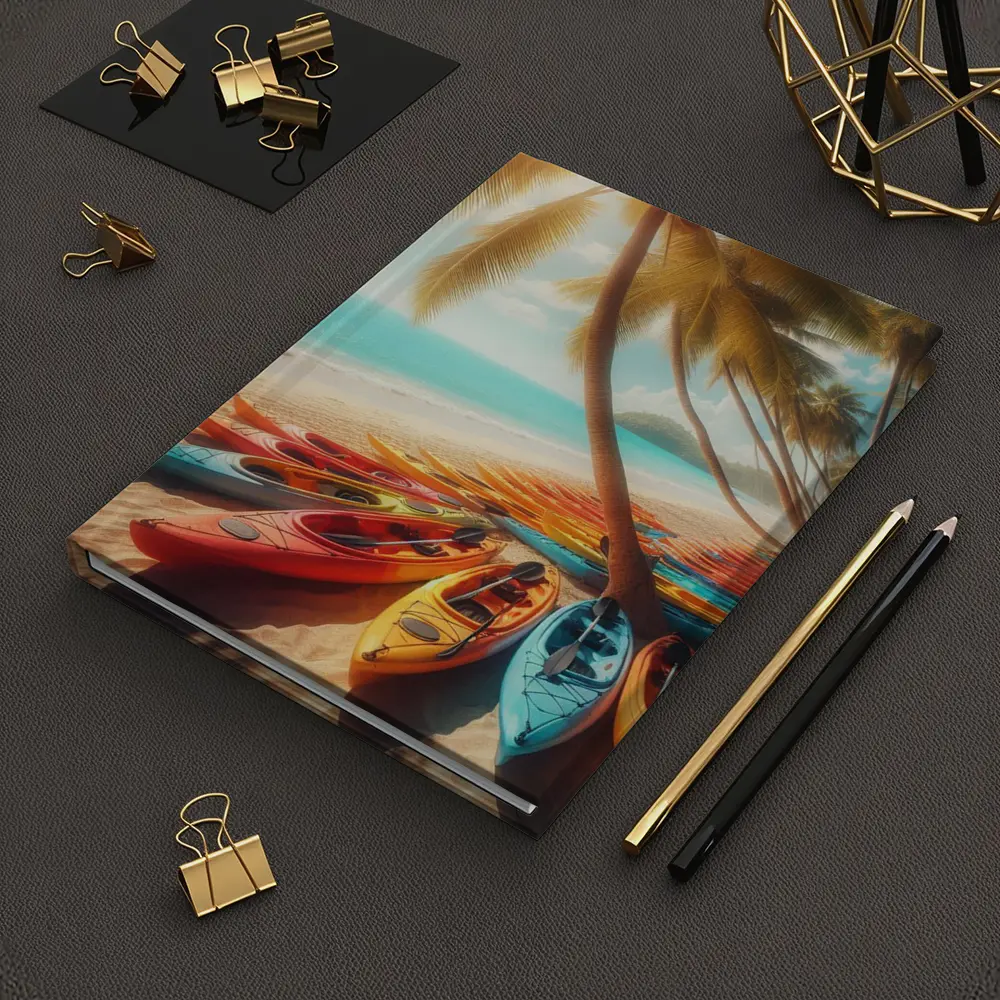 Colorful Kayaks On Tropical Beach Palm Trees – Notebooks