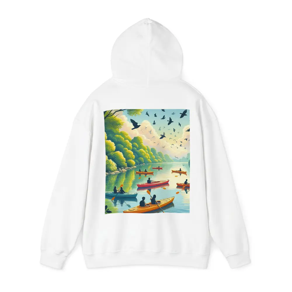 Kayaking on Calm River With Birds – Hoodies
