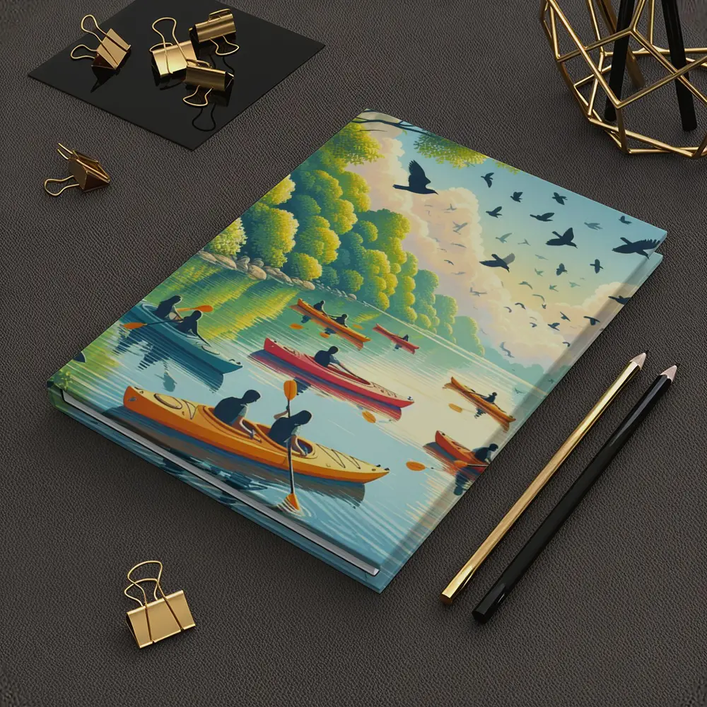 Kayaking on Calm River With Birds – Notebooks