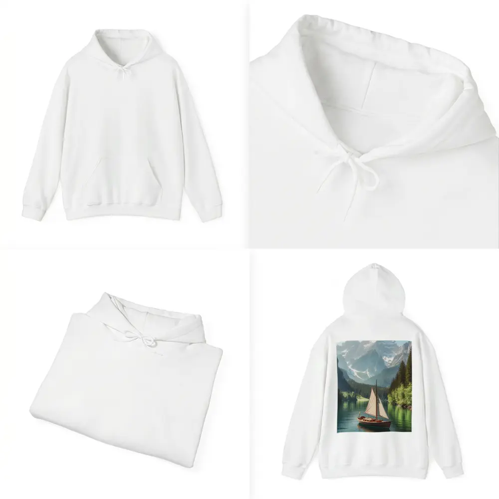 Sailboat on Calm Alpine Mountain Lake – Hoodies