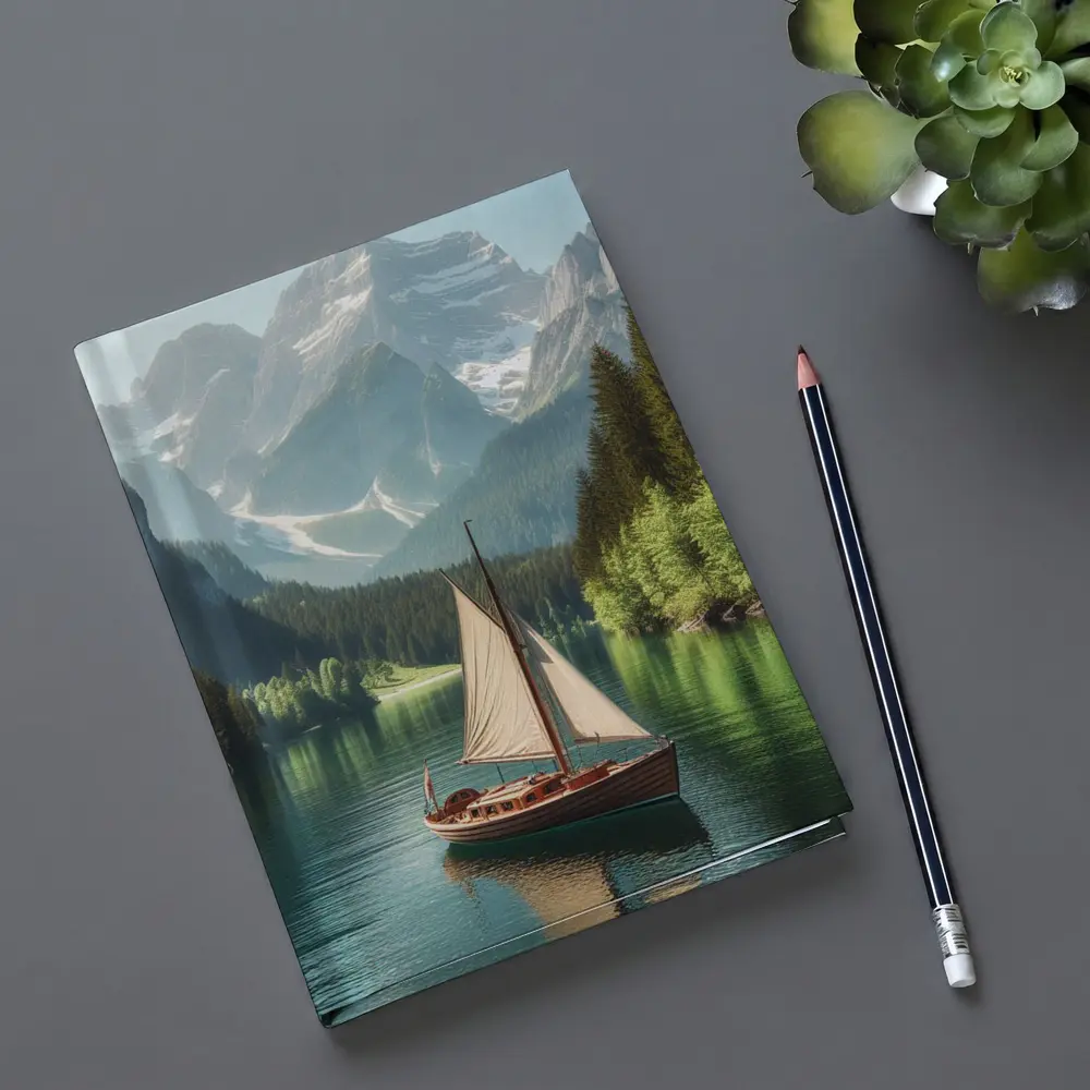 Sailboat on Calm Alpine Mountain Lake – Notebooks