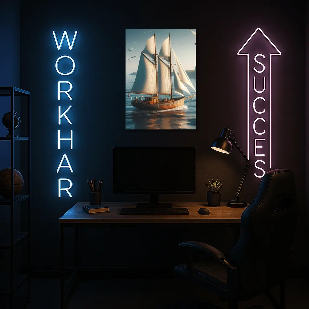 Wooden Sailing Ship Open Blue Ocean – Wall Art