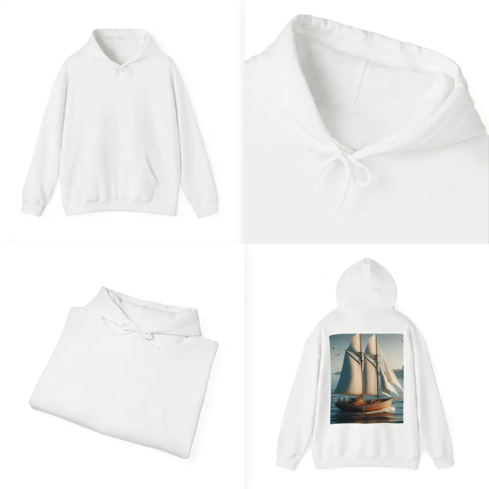 Wooden Sailing Ship Open Blue Ocean – Hoodies
