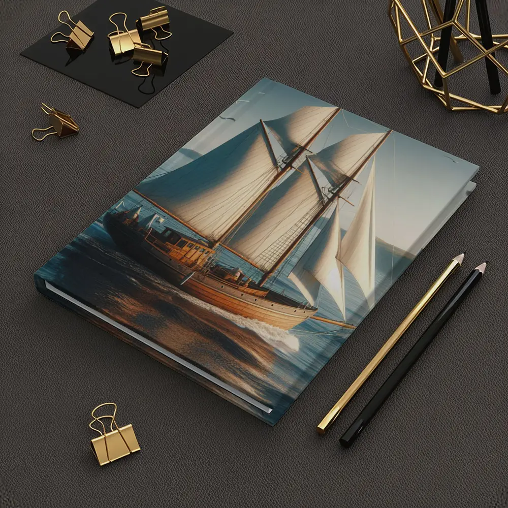 Wooden Sailing Ship Open Blue Ocean – Notebooks