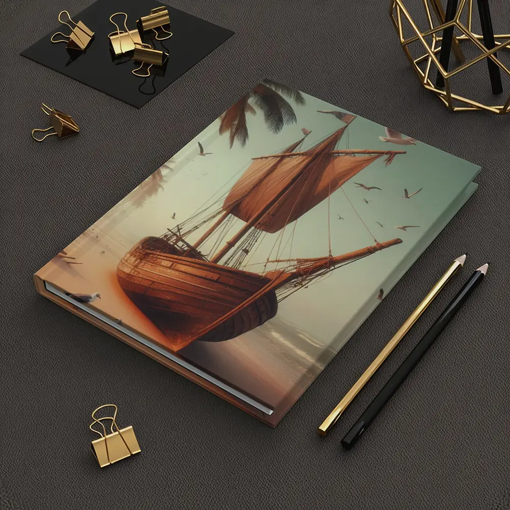 Old Wooden Sailing Ship Tropical Beach – Notebooks