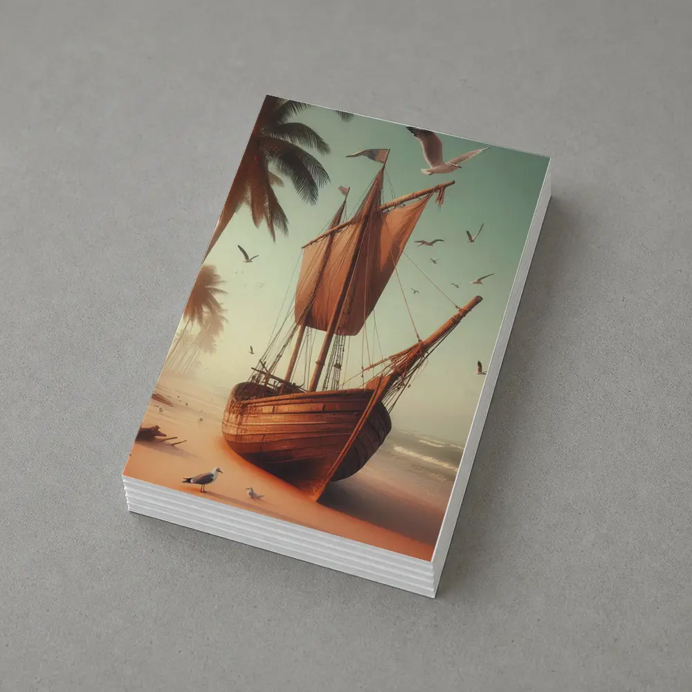 Old Wooden Sailing Ship Tropical Beach – Postcards