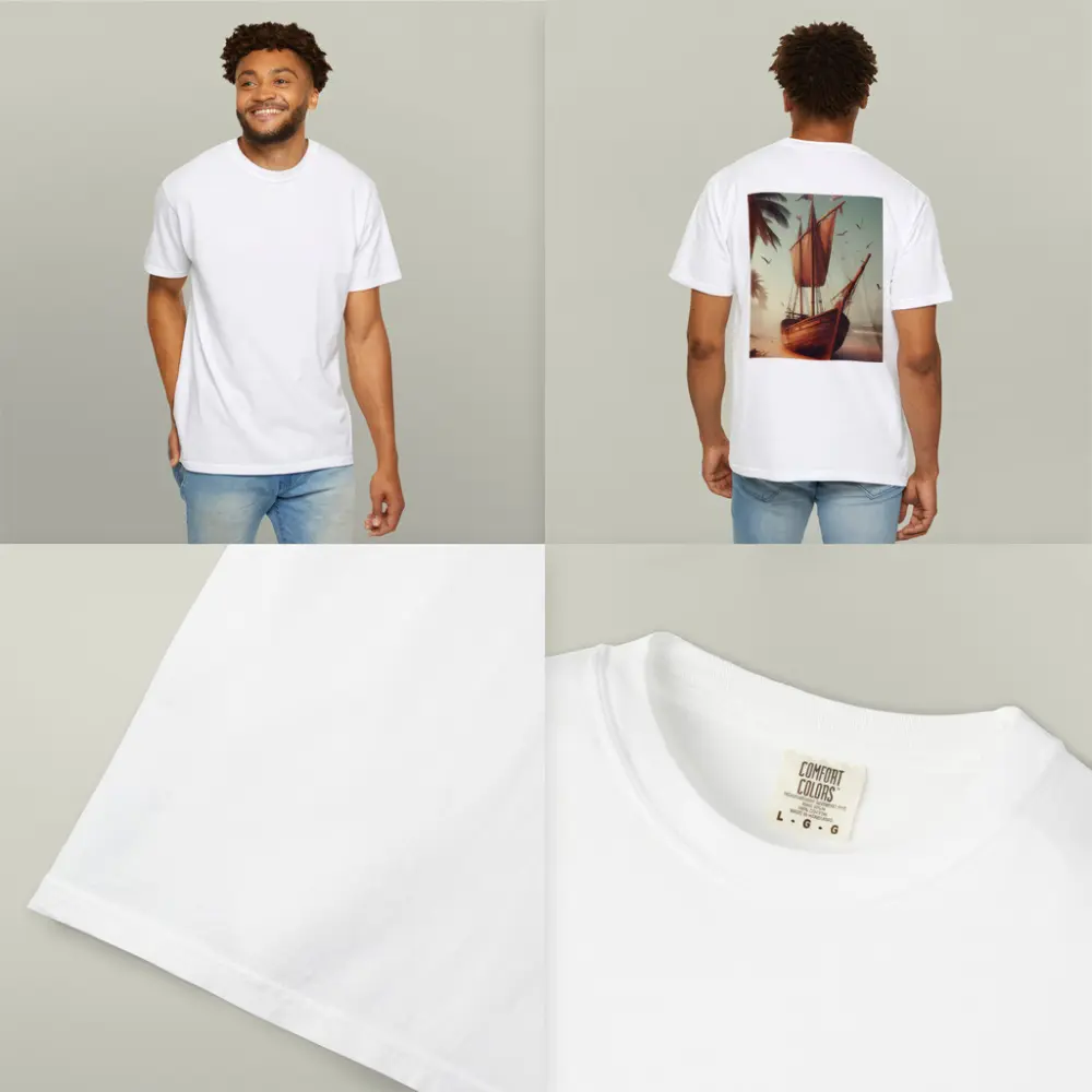 Old Wooden Sailing Ship Tropical Beach – T-Shirts