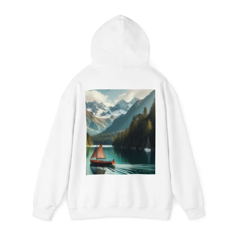 Wooden Sailboat On Turquoise Mountain Lake – Hoodies