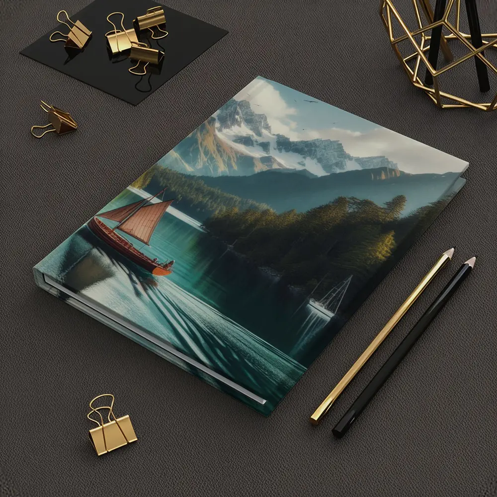 Wooden Sailboat On Turquoise Mountain Lake – Notebooks