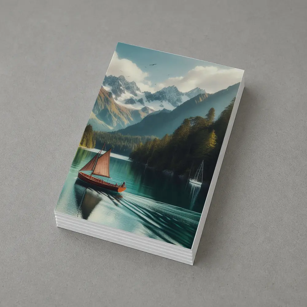 Wooden Sailboat On Turquoise Mountain Lake – Postcards