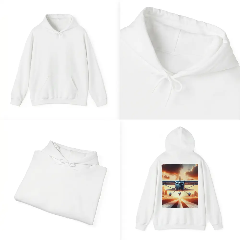Small Plane Taking Off Sunset Runway – Hoodies