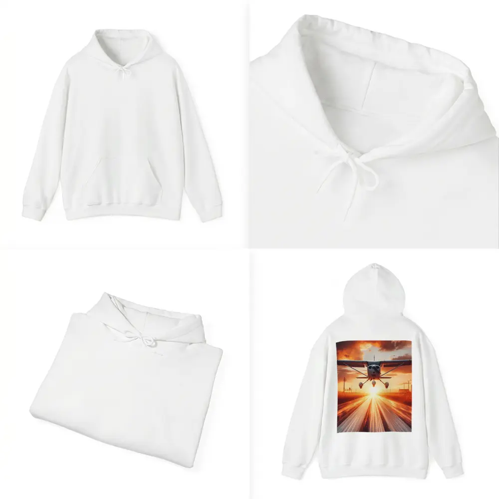 Small Cessna Plane Taking Off At Sunset – Hoodies