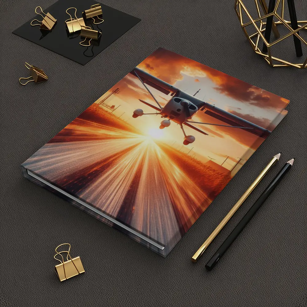 Small Cessna Plane Taking Off At Sunset – Notebooks