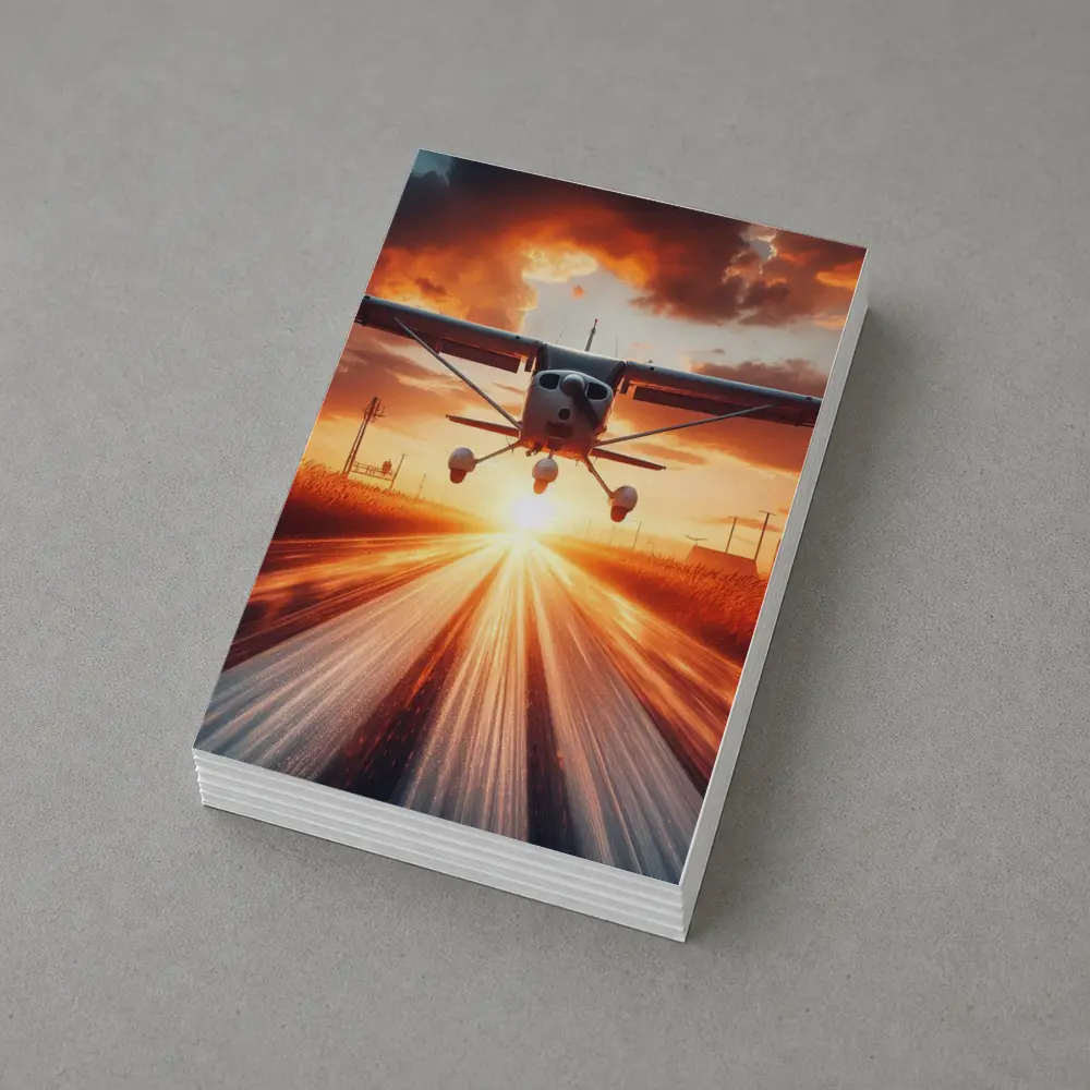 Small Cessna Plane Taking Off At Sunset – Postcards