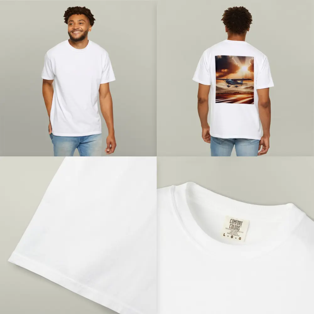 Small Cessna Plane Flying Sunset Mountain Sky – T-Shirts